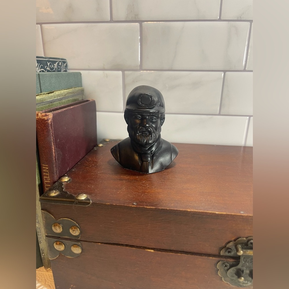 Black Miner Sculpture Made with Coal